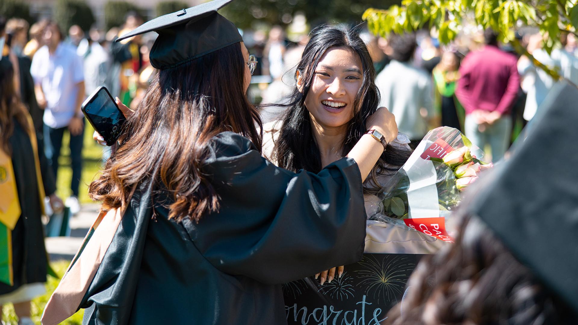 students and guests on USF campus during commencement