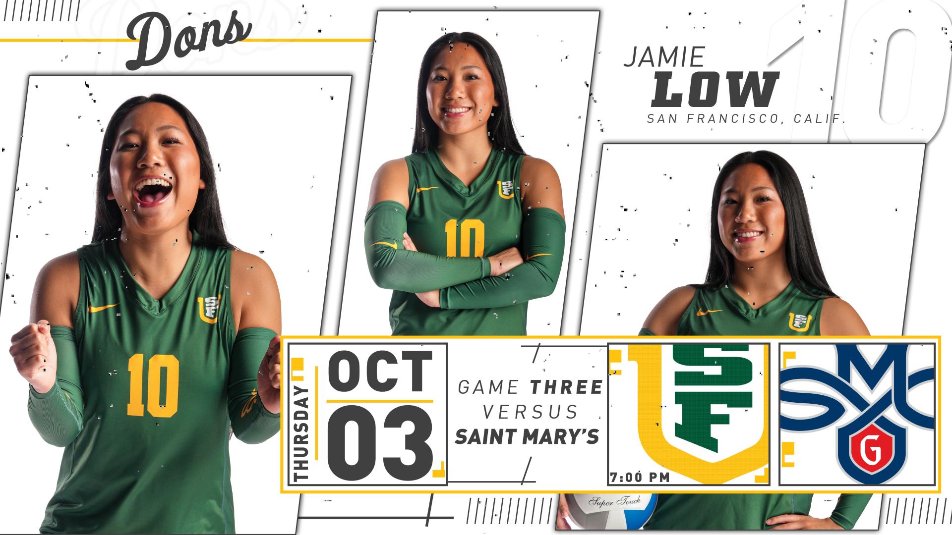 USF Volleyball celebrates their campers, October 3rd at 7pm in War Memorial at The Sobrato Center.