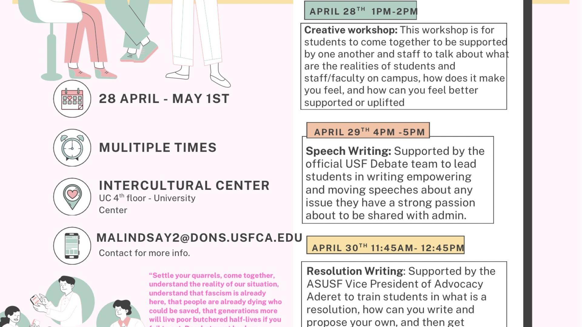 Community Activism Workshop week of events