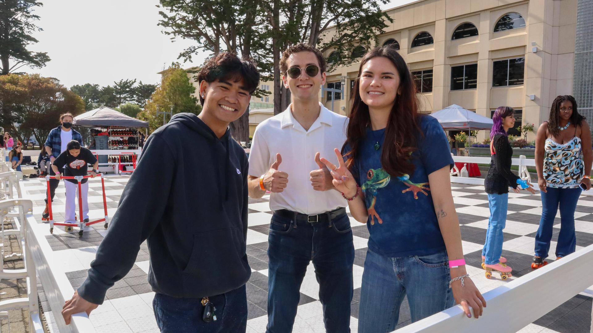 Students are roller skating