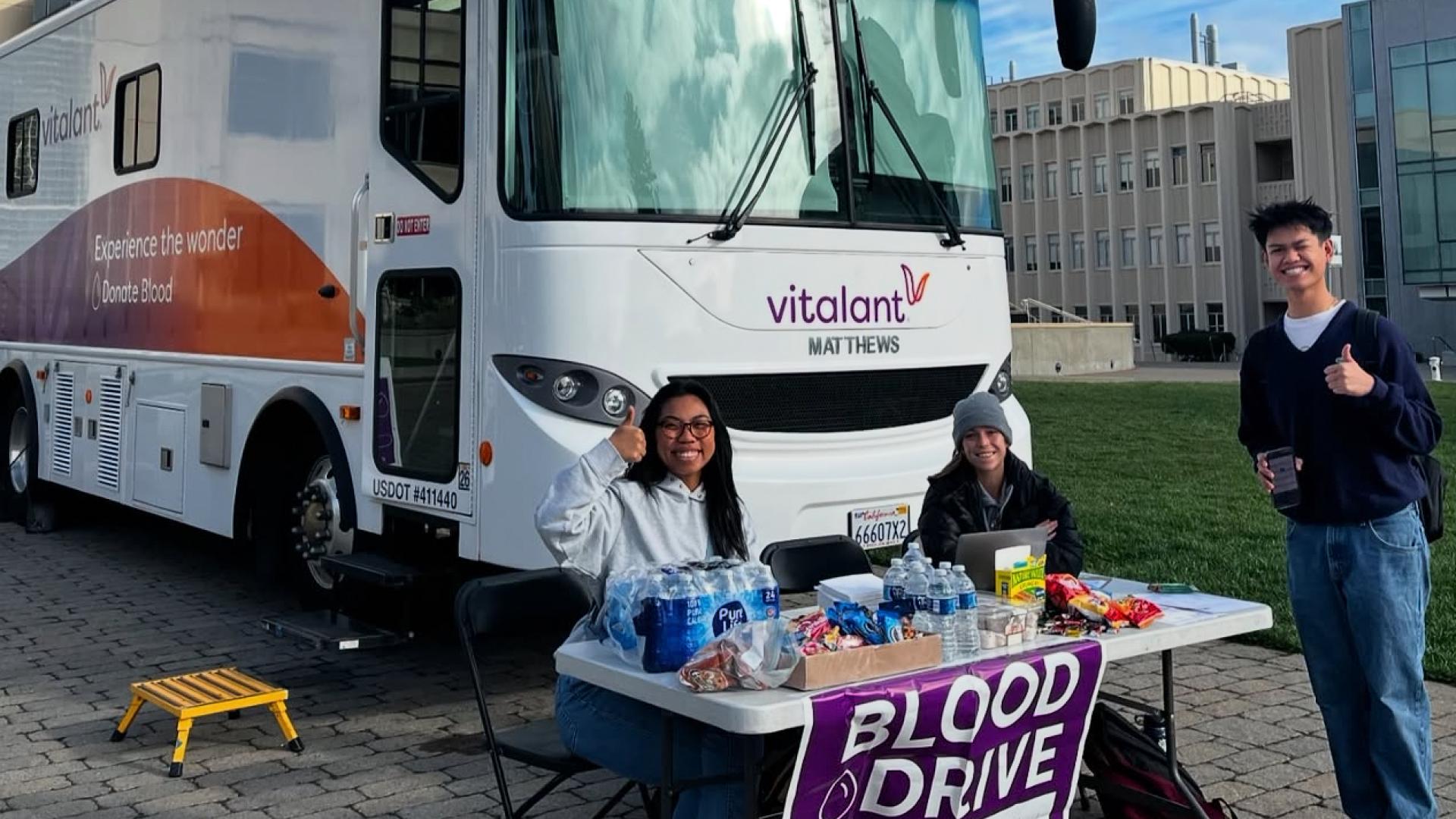 Students welcoming participants for Blood Drive 2024