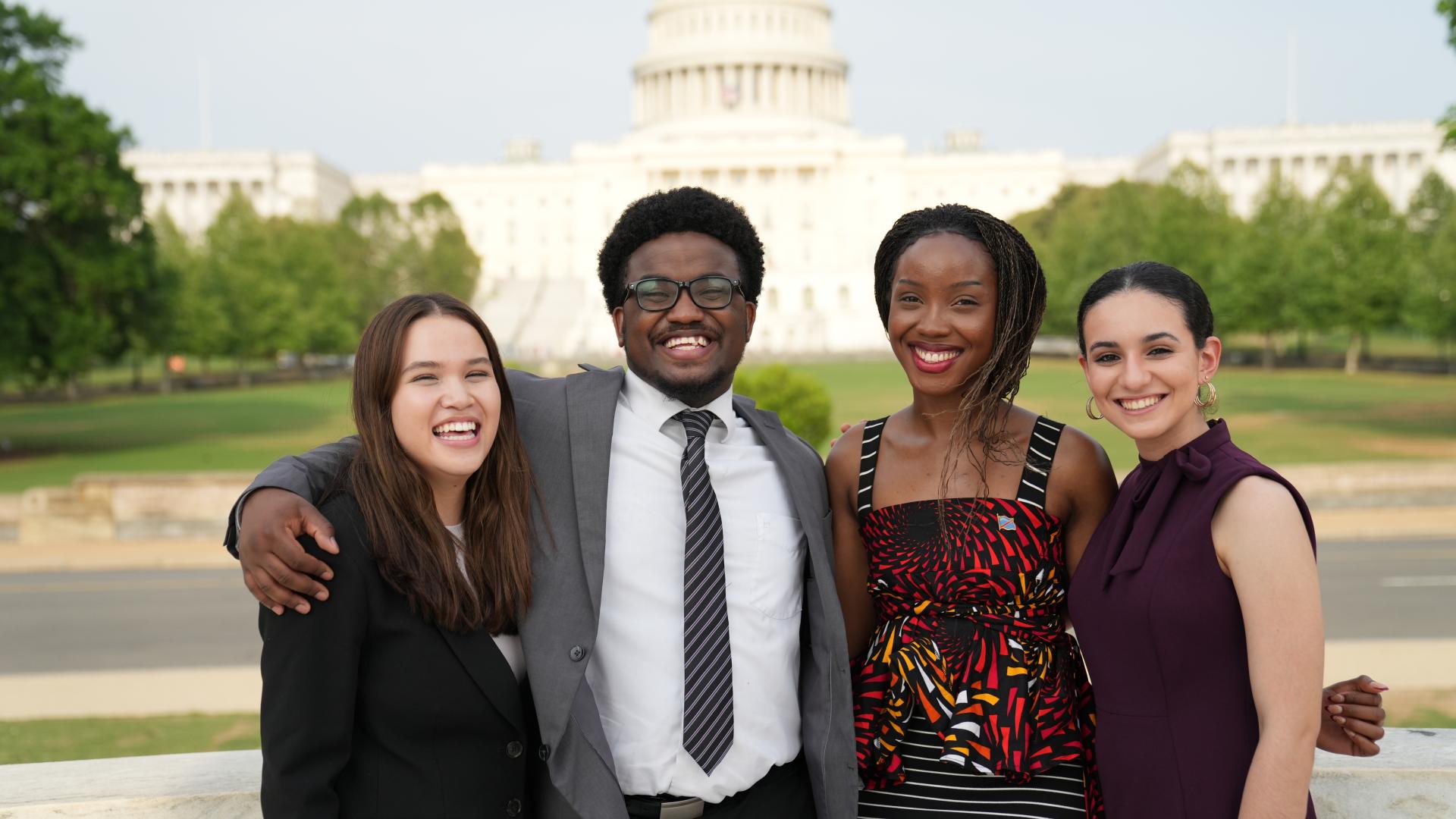 Students in front of capital building 