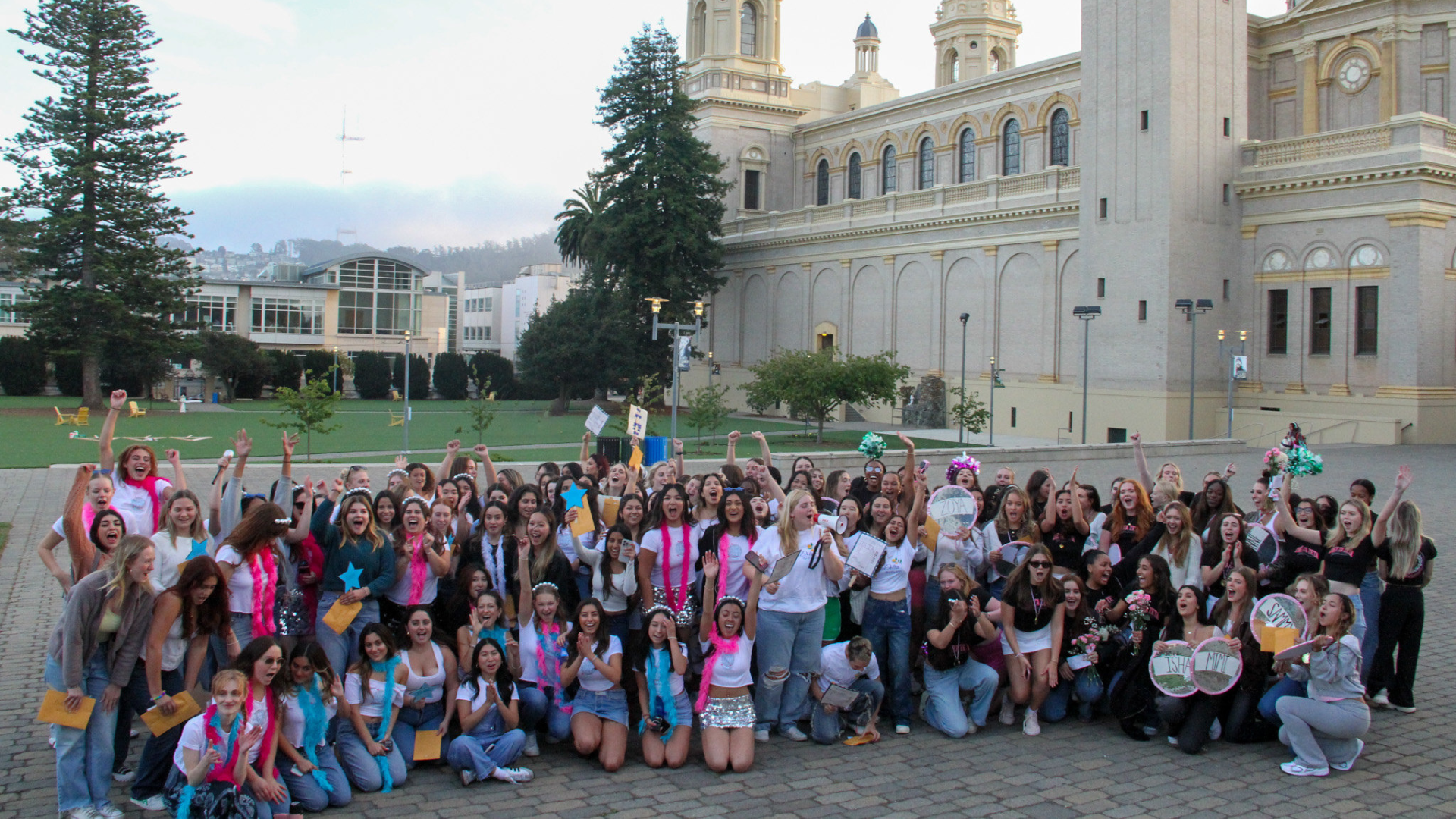Sororities in front of the Church.