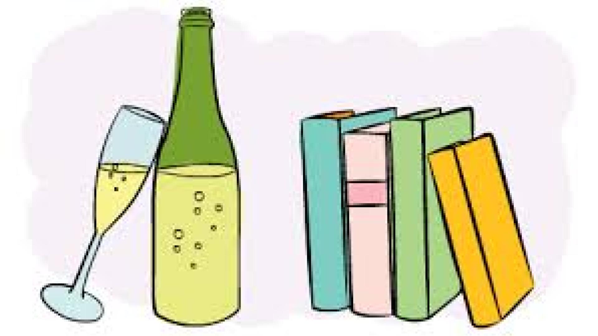 champage and books