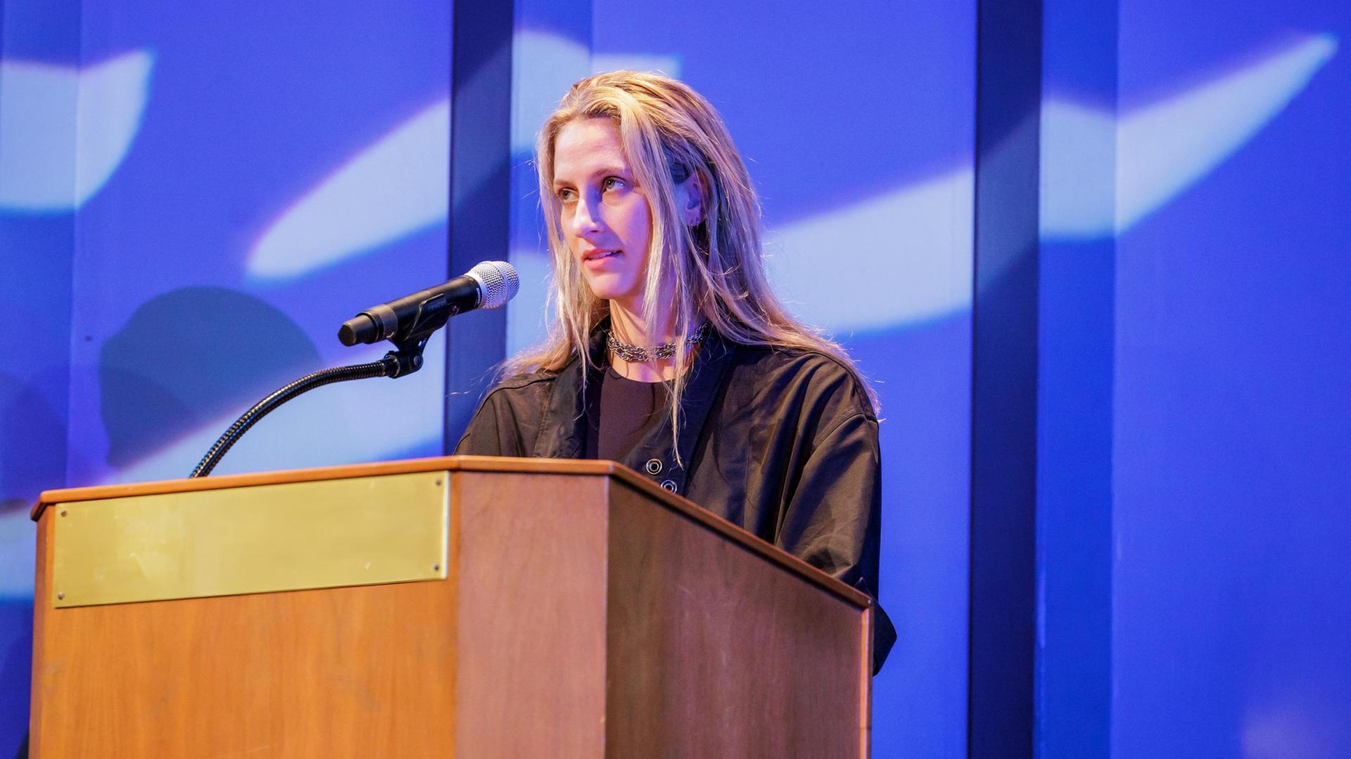 Zoe Hitzig at a talk