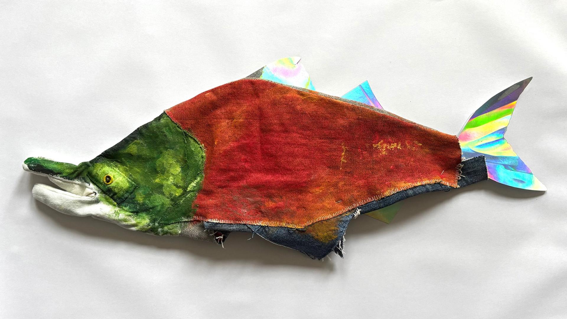 A cloth sculpture of a fish