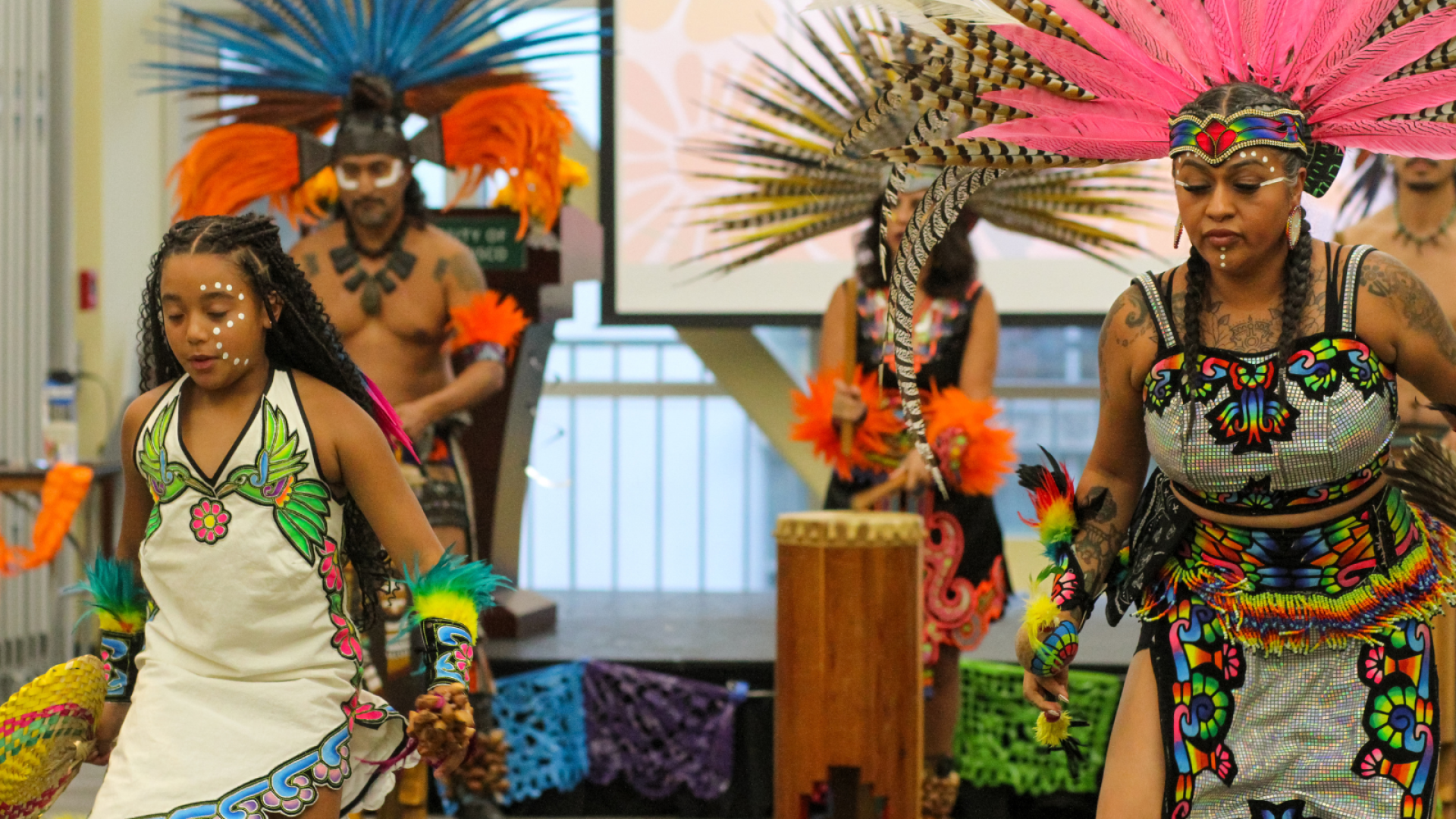 Dancers Aztecas performing