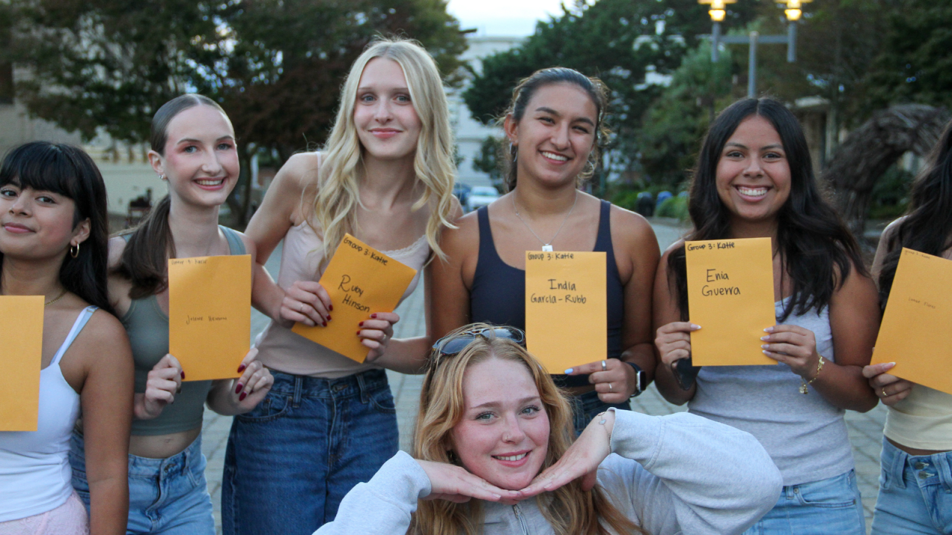 Last year panhellenic interest members posing with their bid