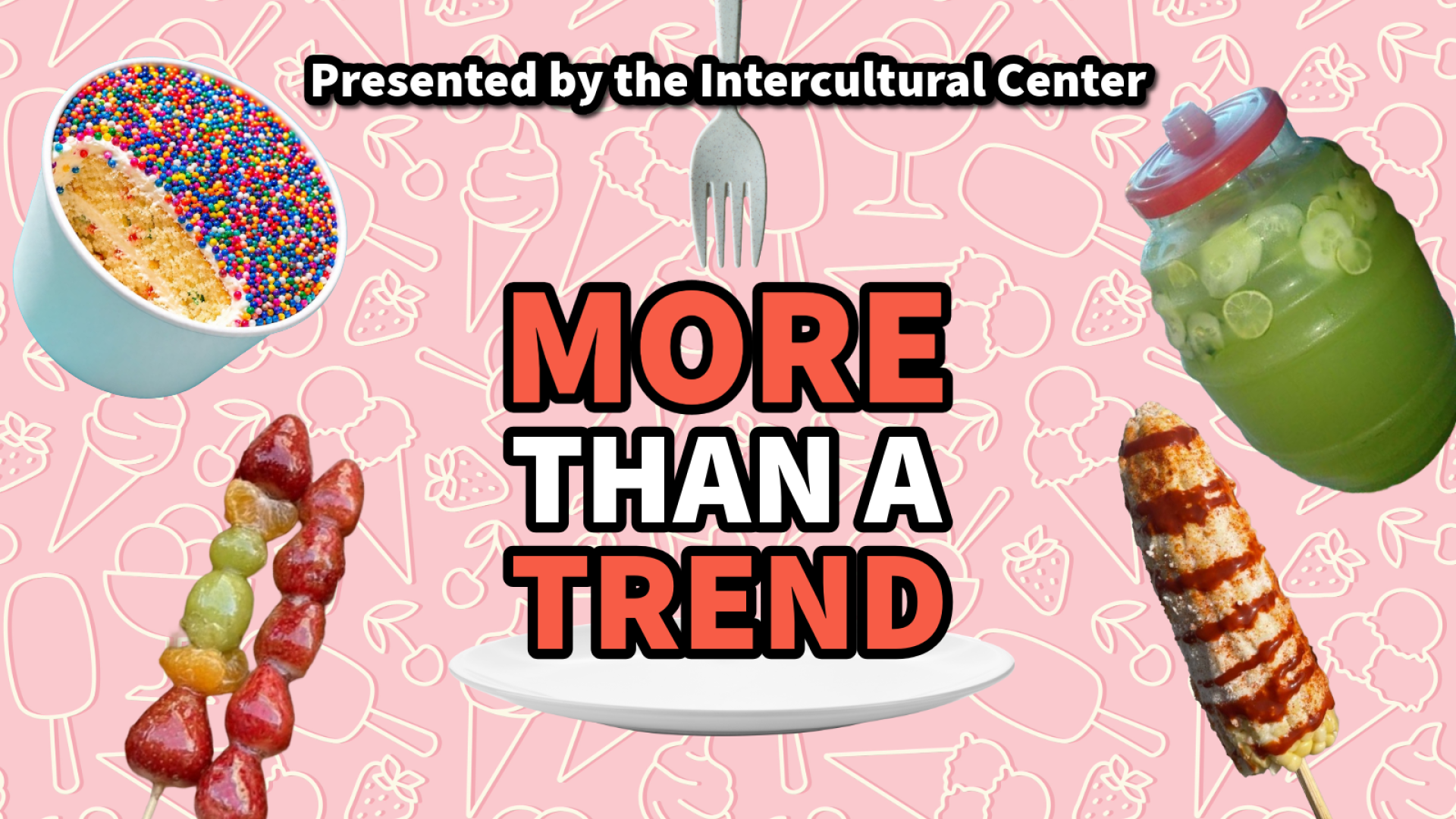 "More Than A Trend" text on top of a plate with a fork and images of cultural foods