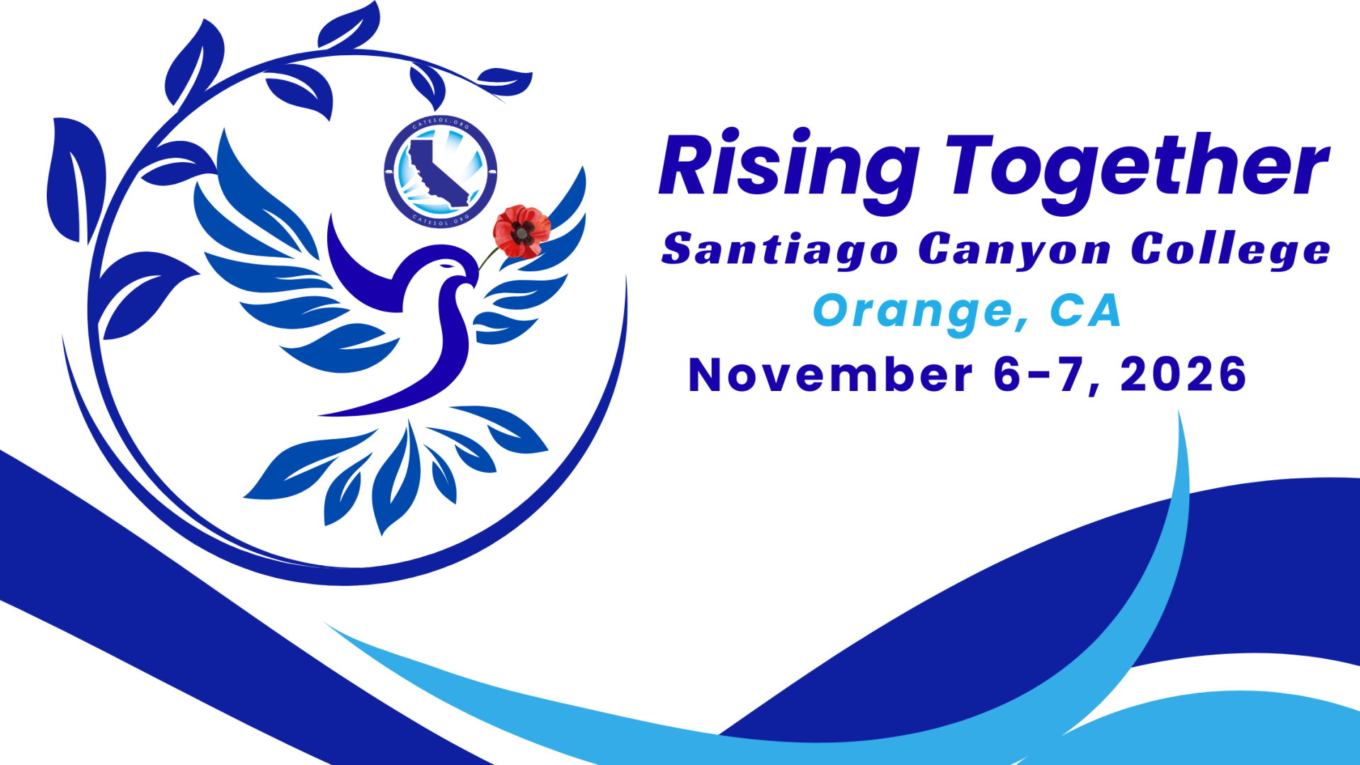 Rising Together Conference Flyer with a dove logo 