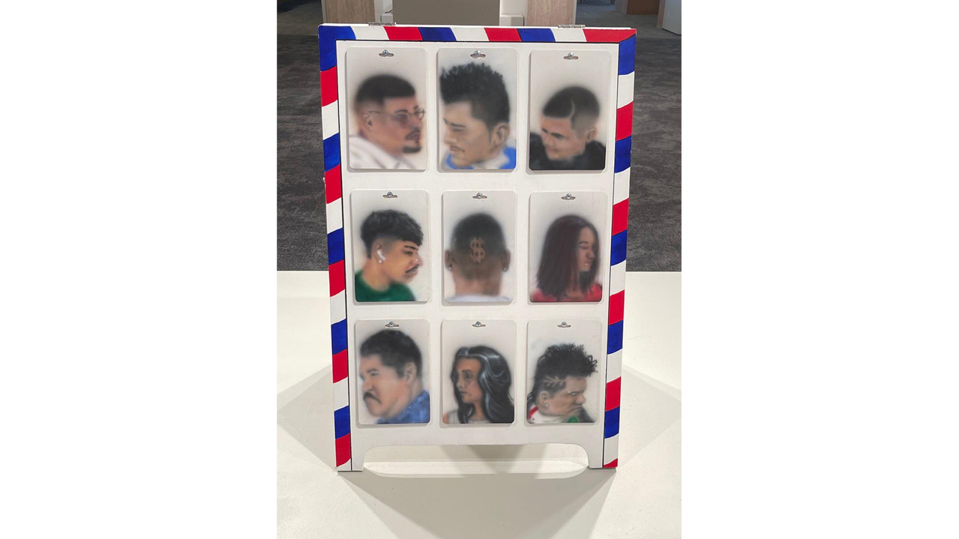 Kevin Lopez Pardillo airbrush paintings of nine haircuts