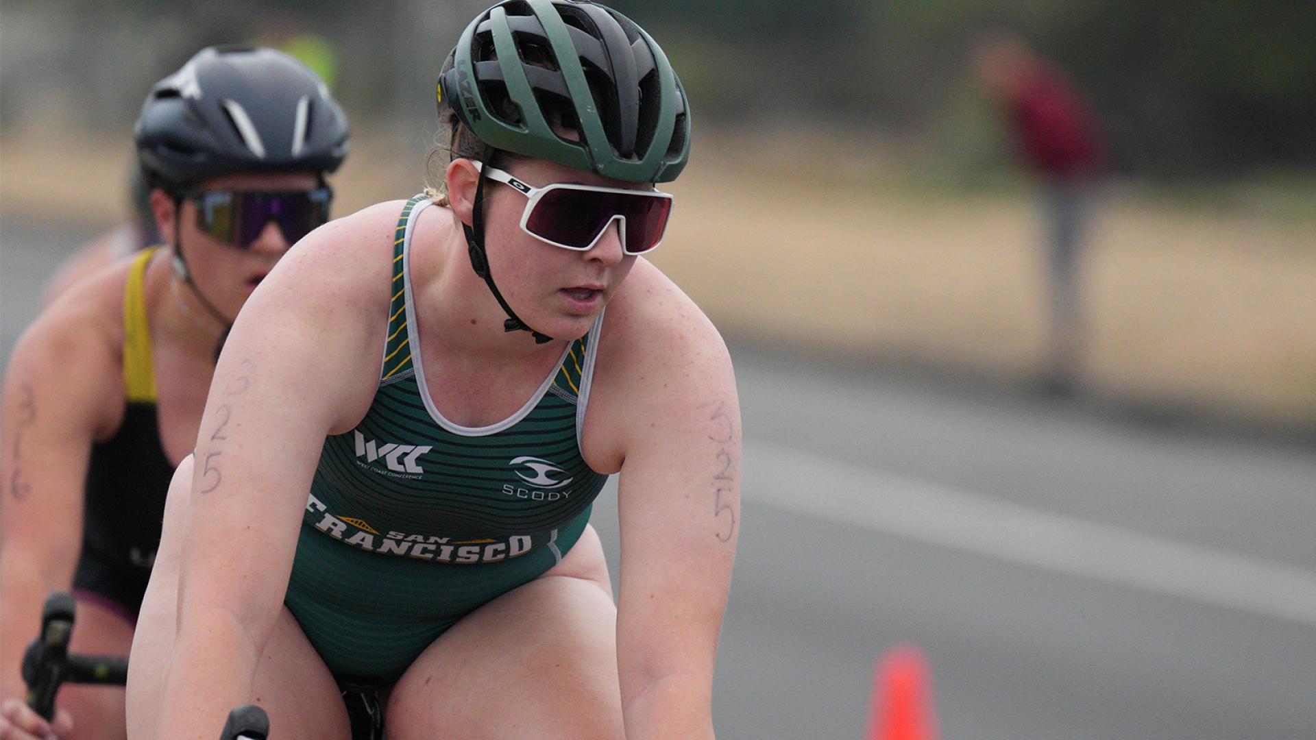 USF athletes participating in triathlon