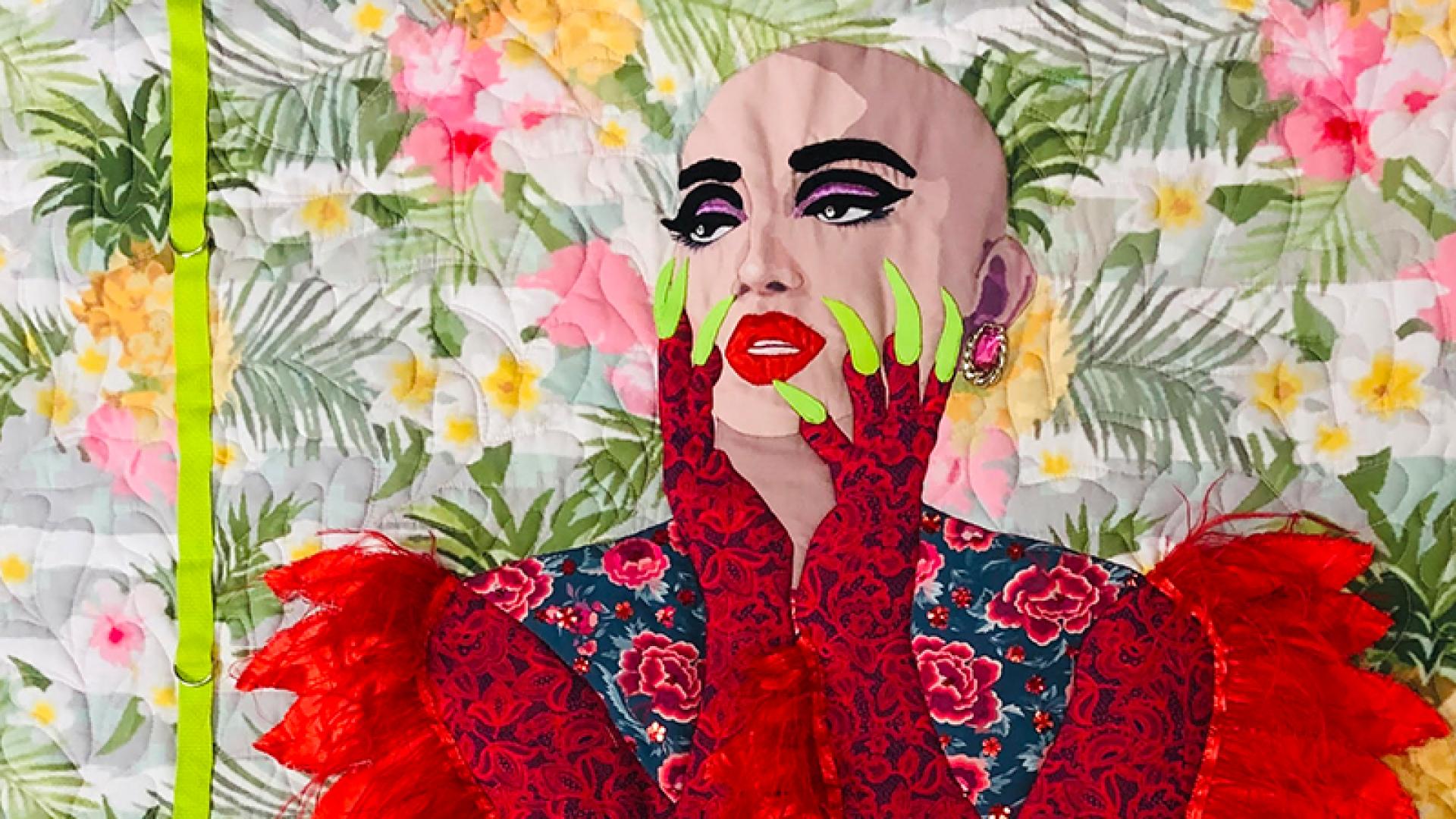 Quilted portrait by Alexander Hernandez titled Ongina Uncaged